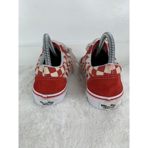 Vans Old Skool Primary Check Red White Women’s Sneakers Size 6 - Picture 3 of 8